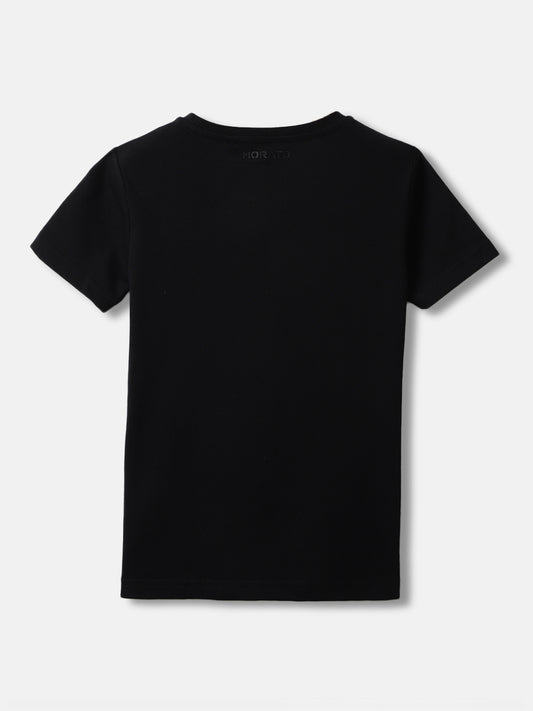 Antony Morato Boys Black Printed Round Neck Short Sleeves T-shirt