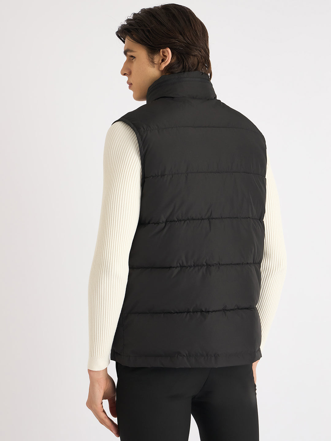 Antony Morato Men Black Solid Hooded Sleeveless Puffer Jacket