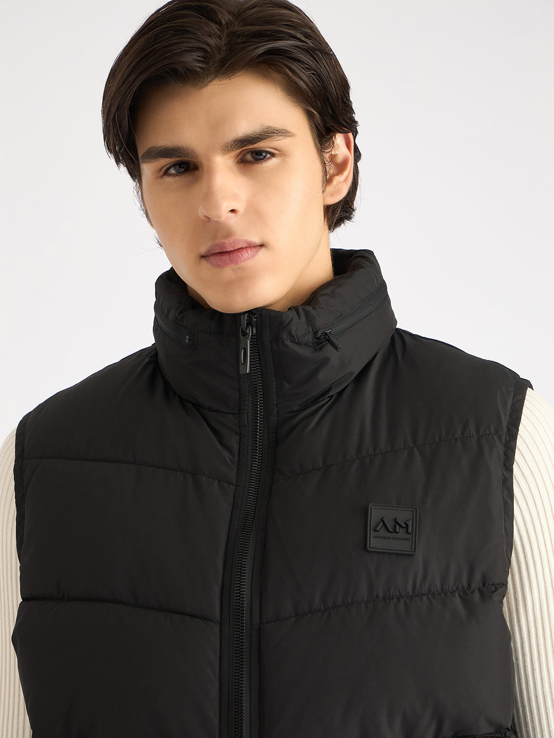 Antony Morato Men Black Solid Hooded Sleeveless Puffer Jacket