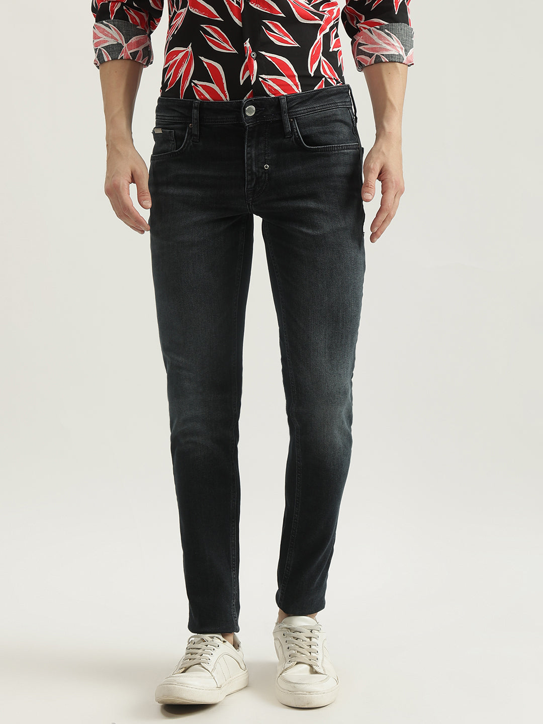 Antony Morato Men Black Washed Tapered Fit Jeans