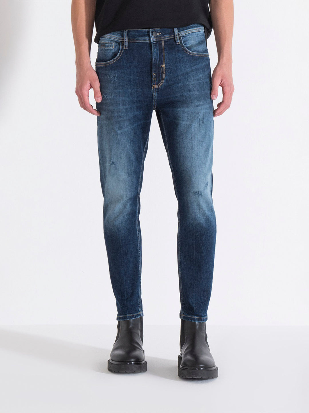 Antony Morato Men Blue Washed Slim Fit Mid-Rise Jeans