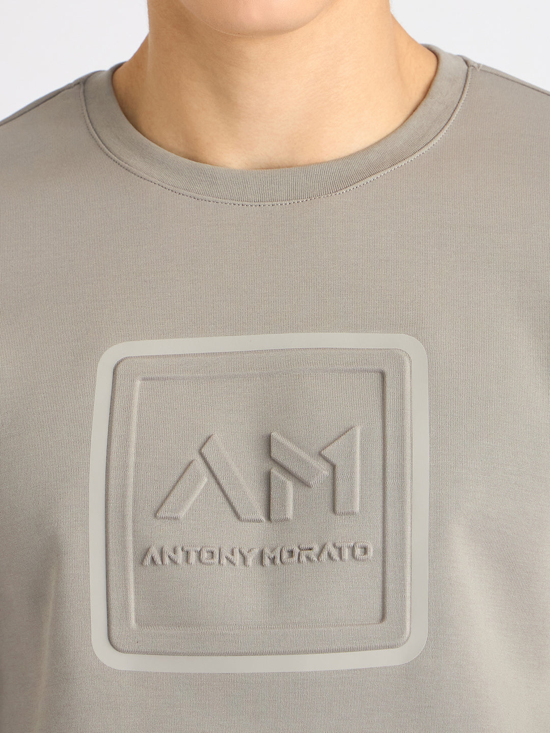 Antony Morato Men Grey Solid Round Neck Full Sleeves Sweatshirt