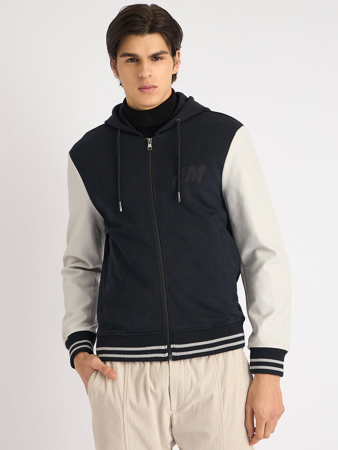 Antony Morato Men Blue Color-Blocked Hooded Full Sleeves Sweatshirt