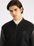 Antony Morato Men Black Color-Blocked Stand Collar Full Sleeves Sweatshirt