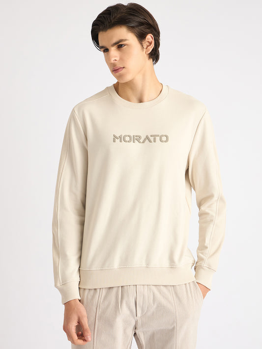 Antony Morato Men Beige Solid Round Neck Full Sleeves Sweatshirt