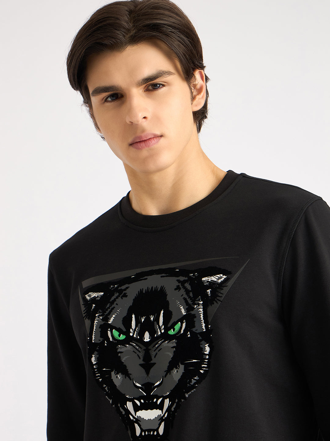 Antony Morato Men Black Printed Round Neck Full Sleeves Sweatshirt