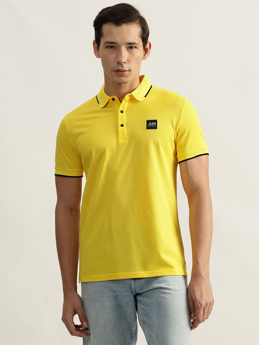 Antony Morato Men Yellow Solid Polo Collar Short Sleeves T-Shirt