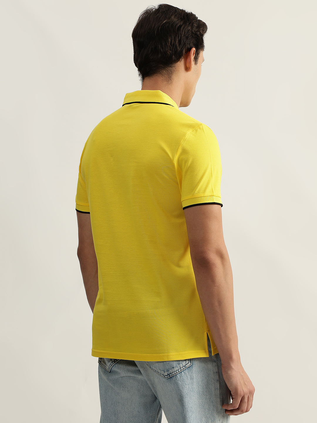 Antony Morato Men Yellow Solid Polo Collar Short Sleeves T-Shirt