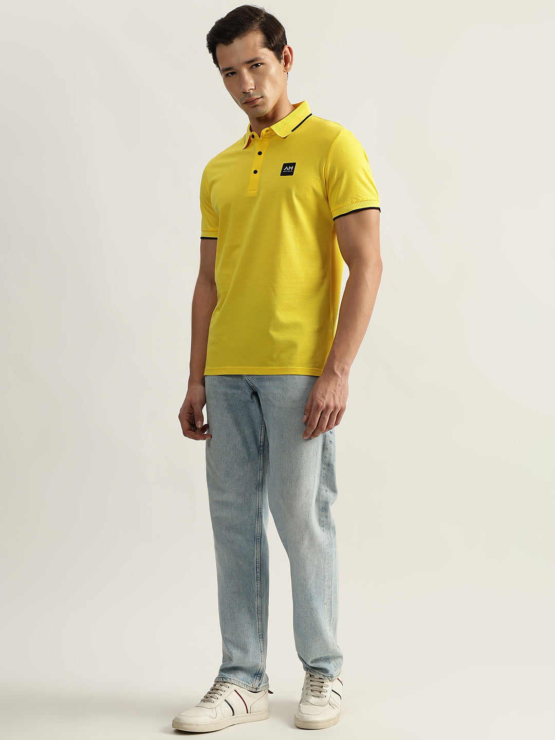 Antony Morato Men Yellow Solid Polo Collar Short Sleeves T-Shirt