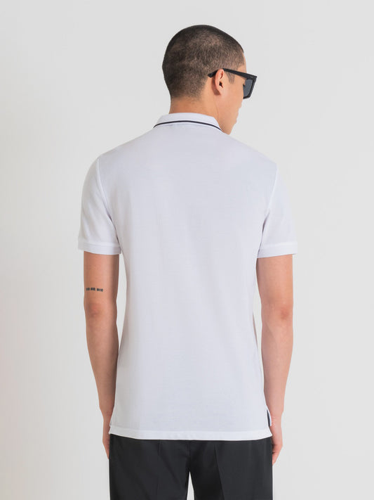 Antony Morato Men White Solid Collared Short Sleeves Polo T-shirt