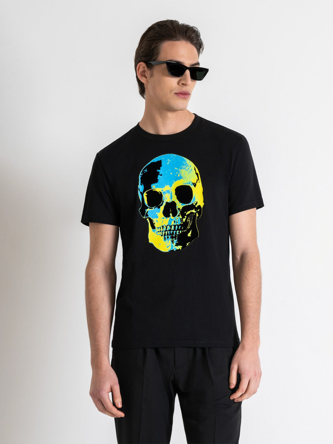 Antony Morato Men Black Printed Round Neck Short Sleeves T-shirt