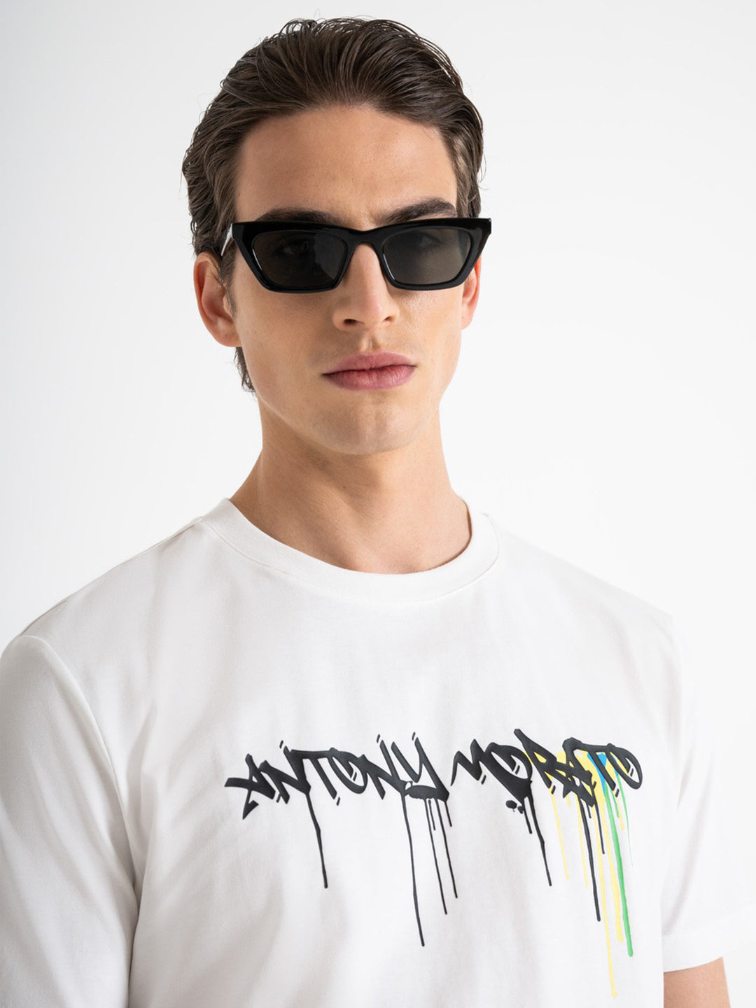 Antony Morato Men Off White Printed Round Neck Short Sleeves T-shirt