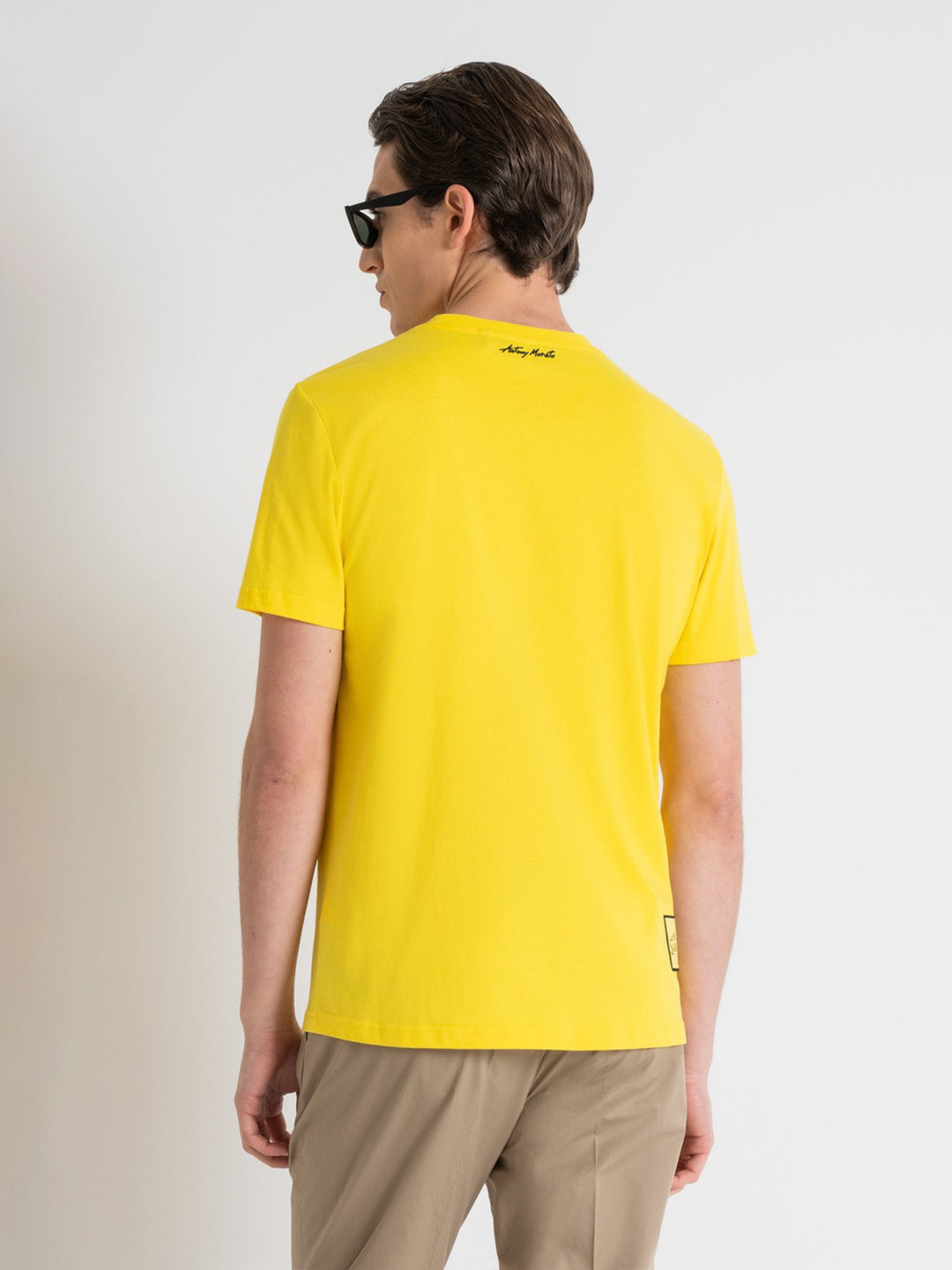 Antony Morato Men Yellow Printed Round Neck Short Sleeves T-shirt