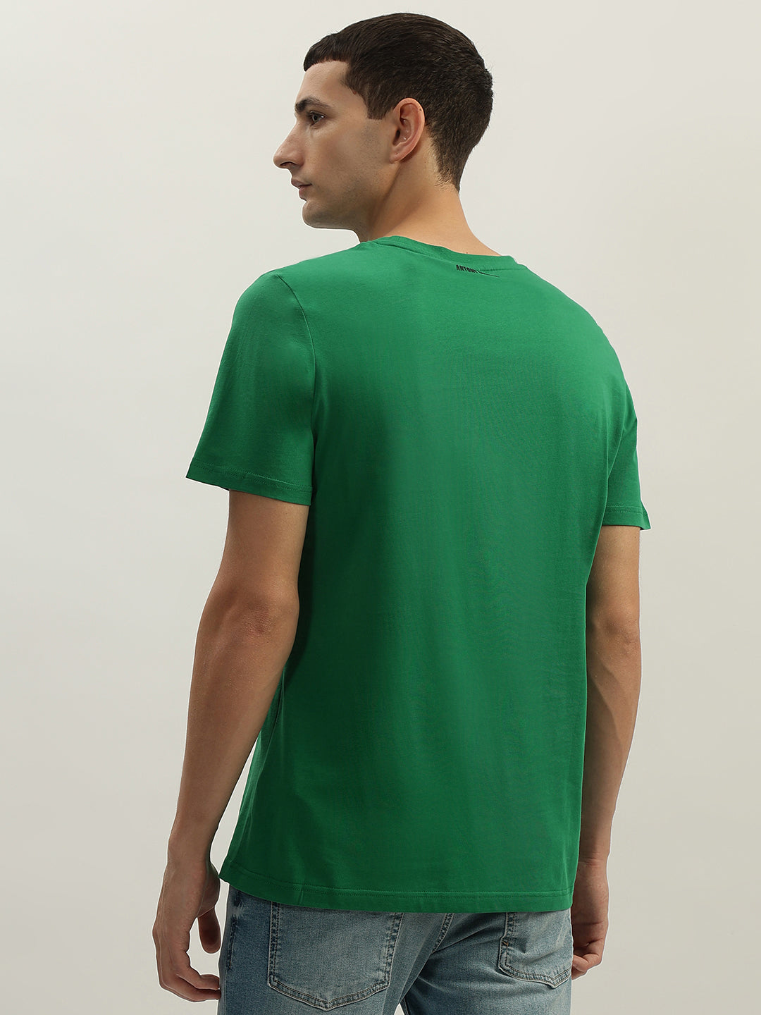 Antony Morato Men Green Printed Round Neck Short Sleeves T-Shirt