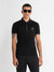 Antony Morato Men Black Solid Polo Collar Short Sleeves T-Shirt