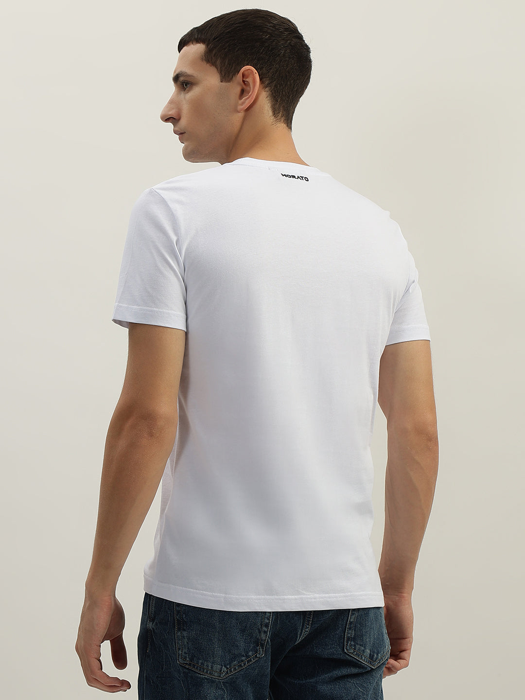 Antony Morato Men White Printed Round Neck Short Sleeves T-Shirt