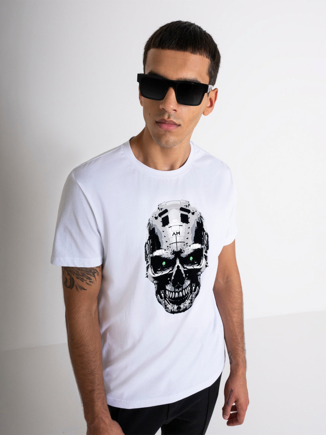 Antony Morato Men White Printed Round Neck Short Sleeves T-Shirt