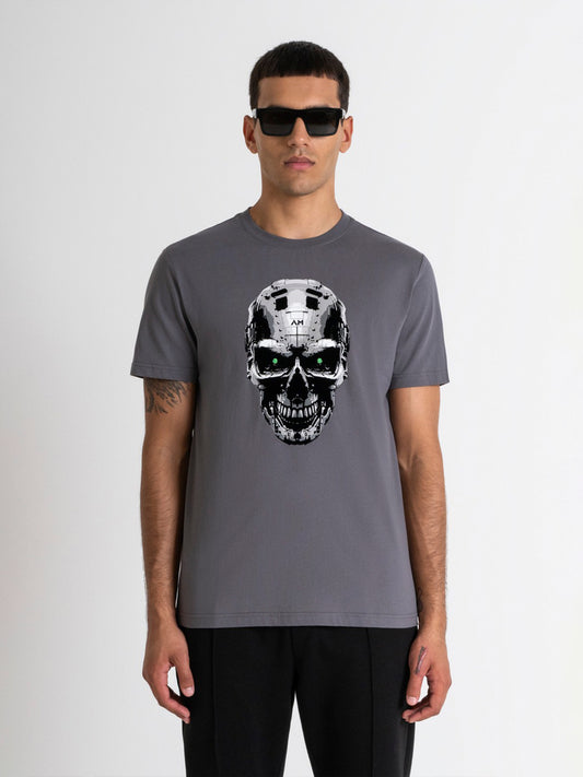 Antony Morato Men Grey Printed Round Neck Short Sleeves T-Shirt