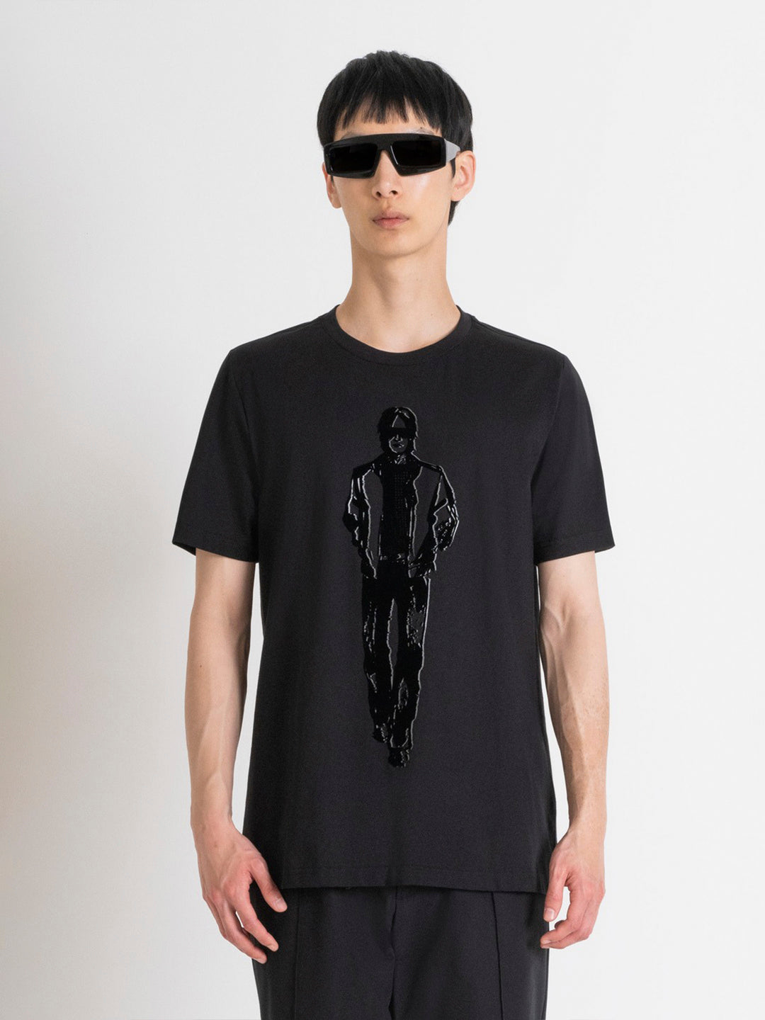 Antony Morato Men Black Printed Round Neck Short Sleeves T-Shirt