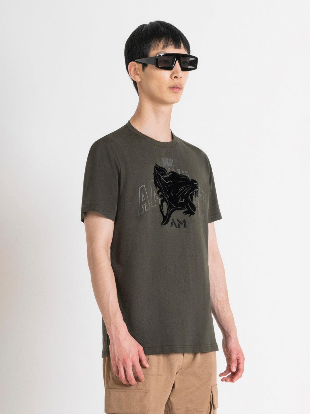 Antony Morato Men Green Printed Round Neck Short Sleeves T-Shirt