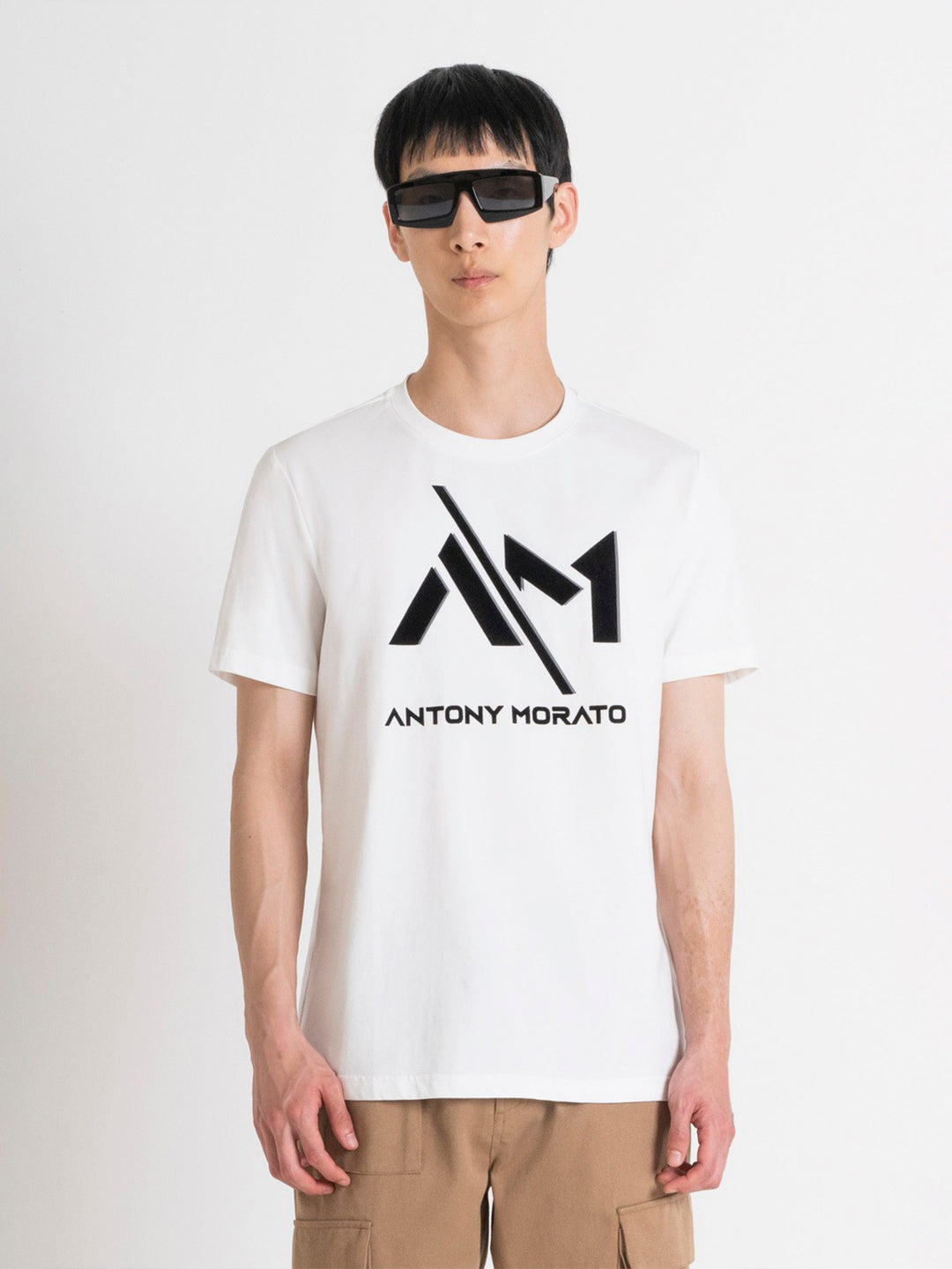 Antony Morato Men White Printed Round Neck Short Sleeves T-Shirt