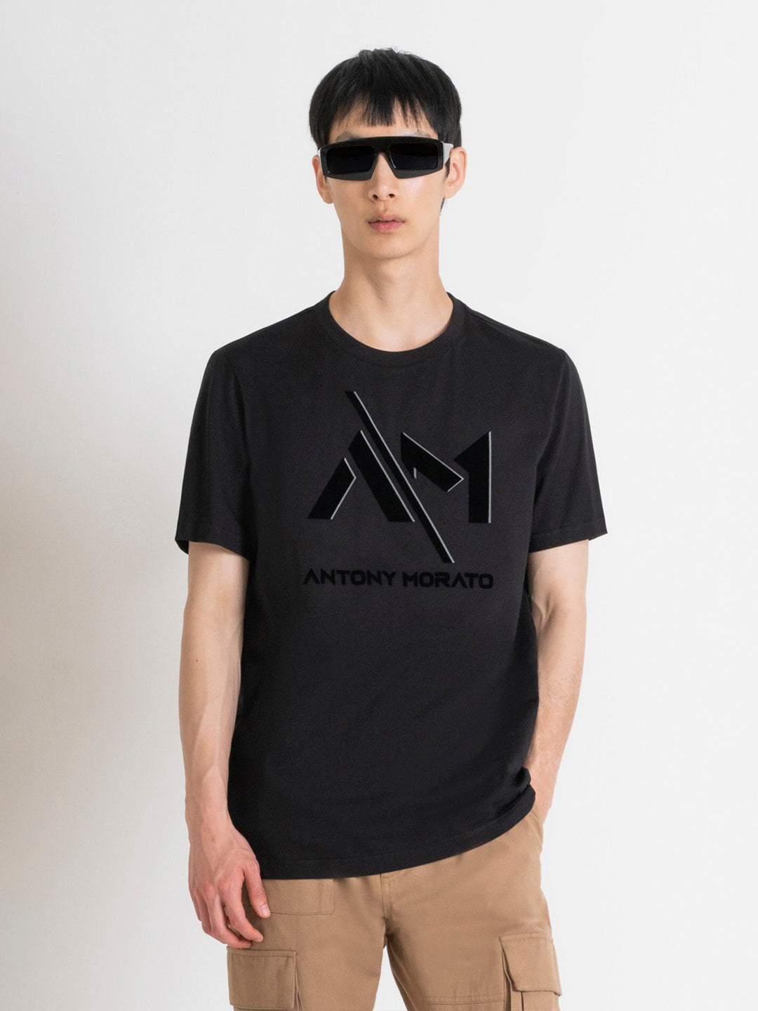 Antony Morato Men Black Printed Round Neck Short Sleeves T-Shirt