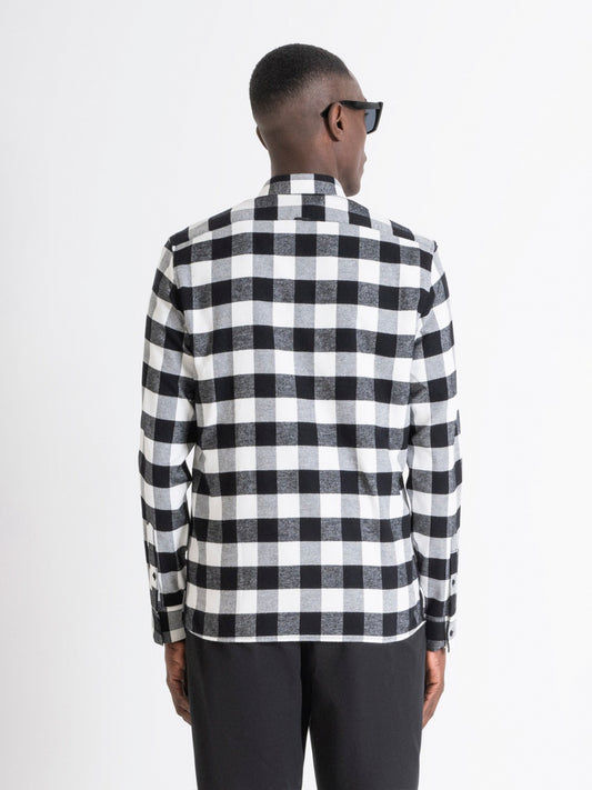 Antony Morato Men White Checked Spread Collar Full Sleeves Shirt