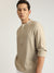 Antony Morato Men Beige Solid Band Collar Full Sleeves Shirt