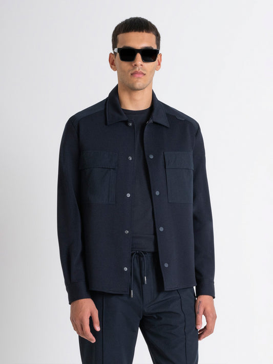 Antony Morato Men Blue Solid Spread Collar Full Sleeves Shacket