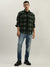 Antony Morato Men Green Checked Spread Collar Full Sleeves Shirt