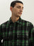 Antony Morato Men Green Checked Spread Collar Full Sleeves Shirt