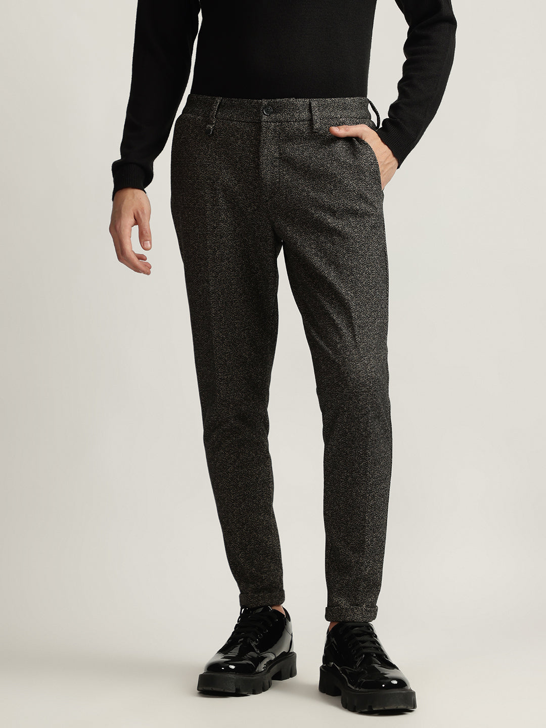 Antony Morato Men Solid Mid-Rise Flat-Front Trouser