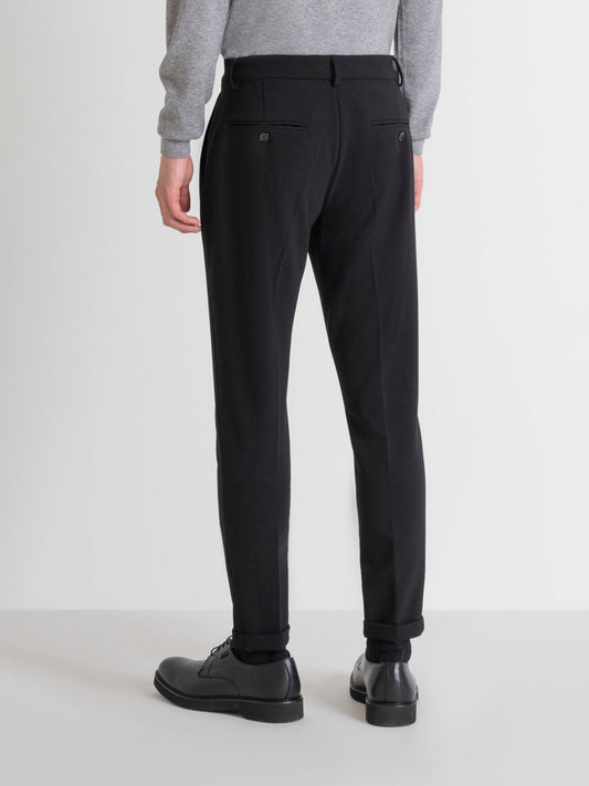 Antony Morato Men Black Solid Super Skinny Fit Mid-Rise Flat Front Trouser