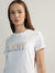 DKNY Women White Solid Round Neck Short Sleeves T-Shirt