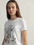 DKNY Women White Printed Round Neck Short Sleeves T-Shirt