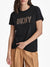 Dkny Women Black Solid Round Neck Short Sleeves T-Shirt