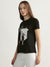 DKNY Women Black Printed Round Neck Short Sleeves T-Shirt