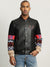 True Religion Men Black Solid Stand Collar Full Sleeves Bomber Jacket