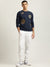 True Religion Men Blue Printed Round Neck Full Sleeves Pullover Style Sweatshirt