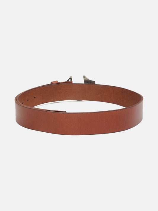 True Religion Men Brown Solid Belt With Push Pin Buckle