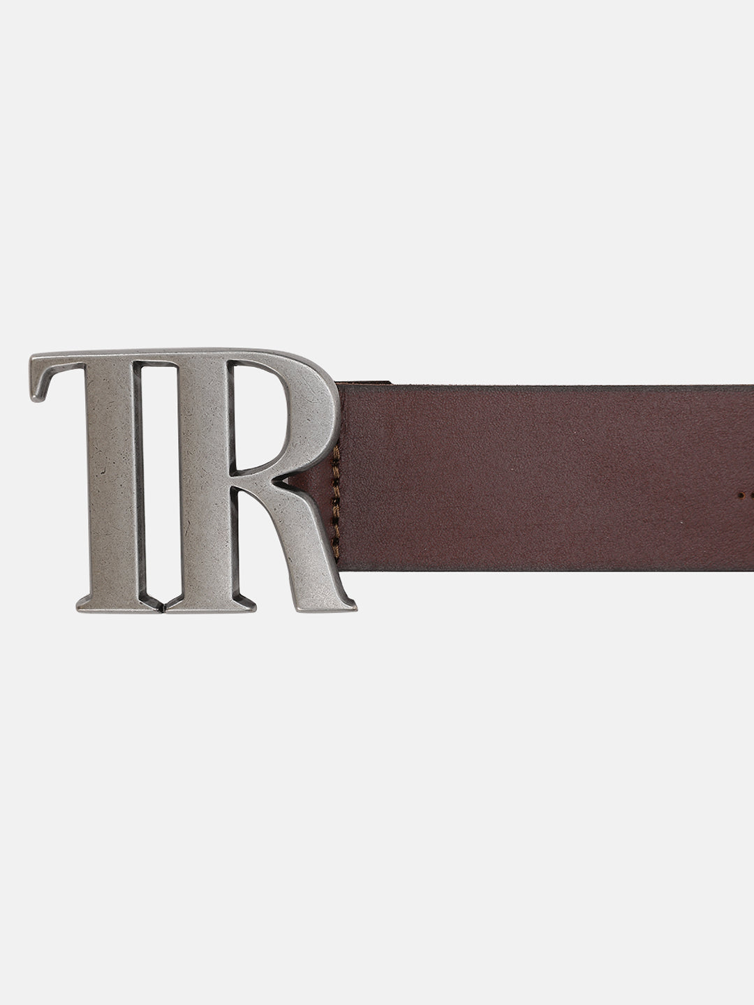 True Religion Men Brown Textured Belt With Push Pin Buckle