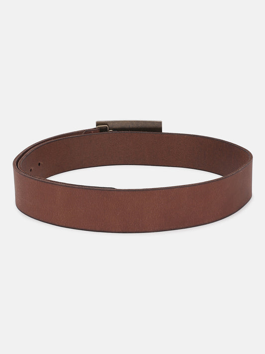 True Religion Men Brown Solid Belt With Push Pin Buckle