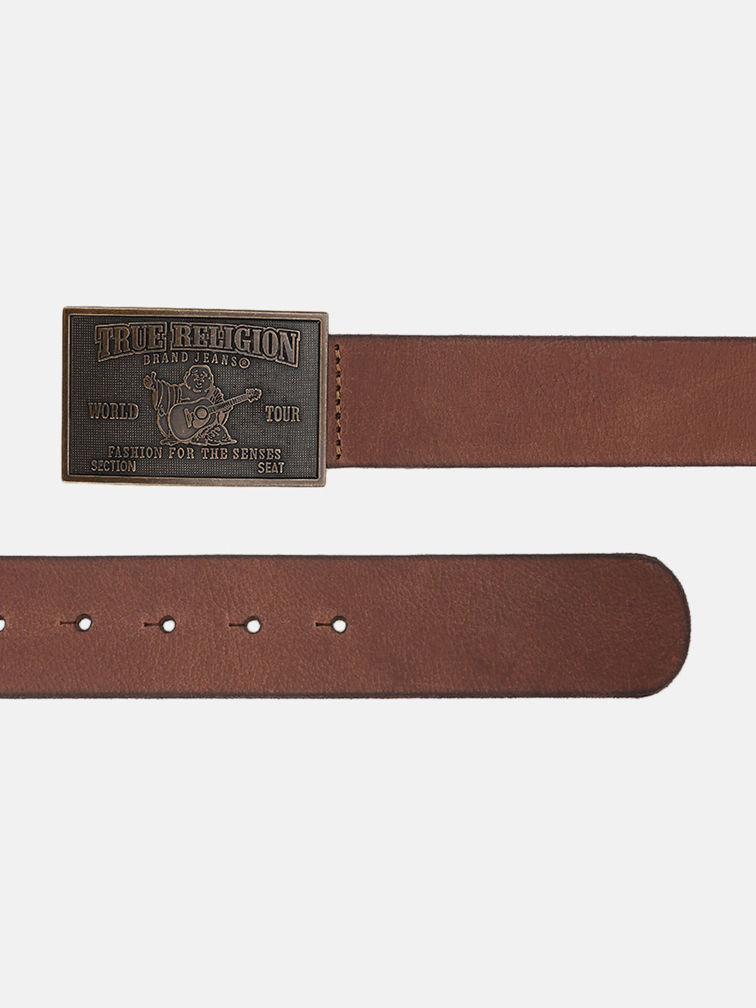 True Religion Men Brown Solid Belt With Push Pin Buckle