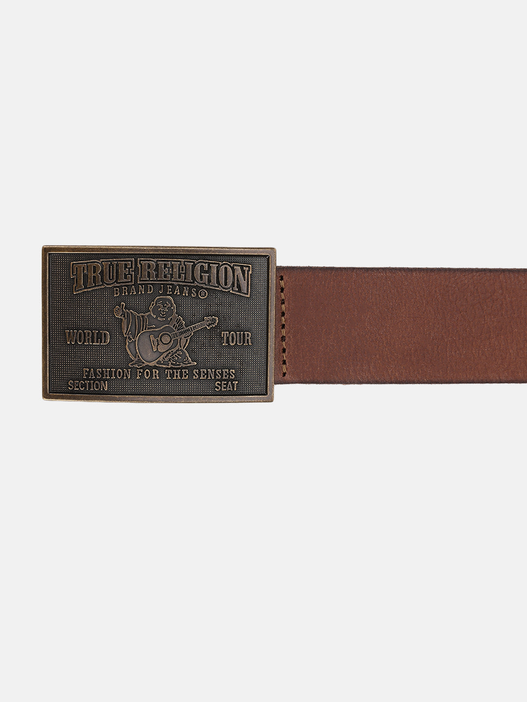 True Religion Men Brown Solid Belt With Push Pin Buckle