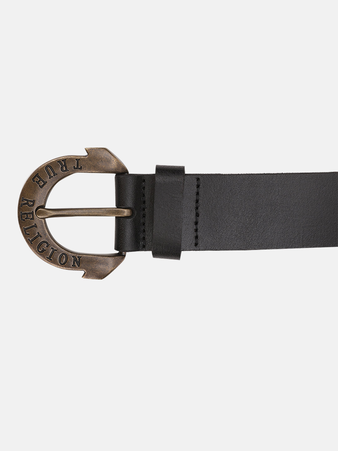 True Religion Men Black Printed Belt With Tang Buckle