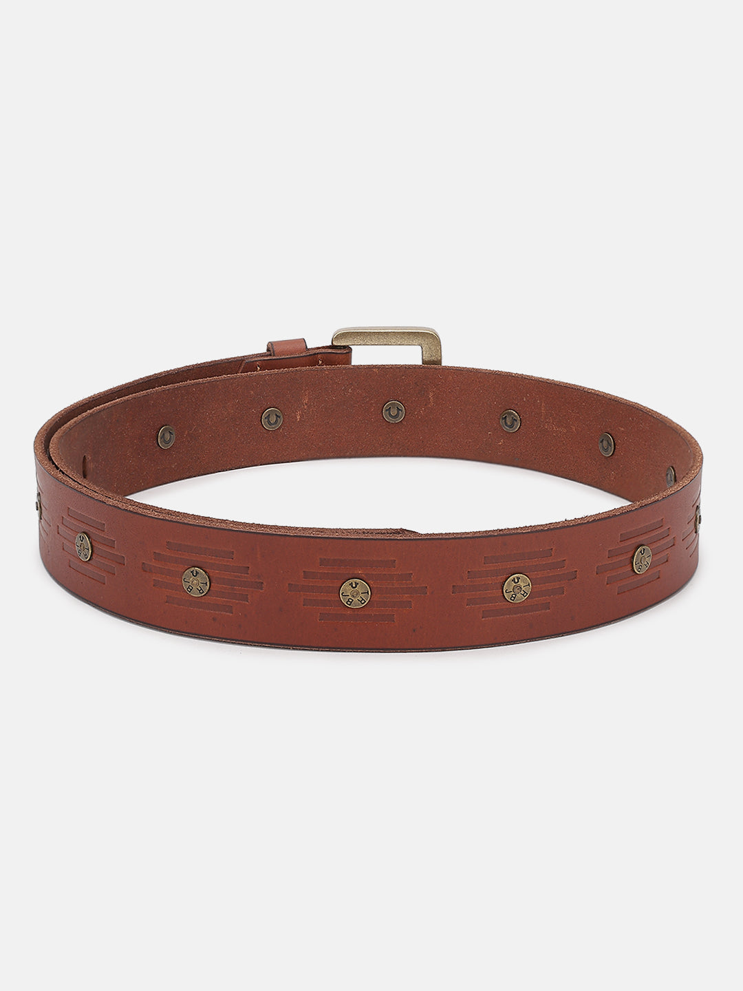 True Religion Men Brown Textured Belt With Tang Buckle