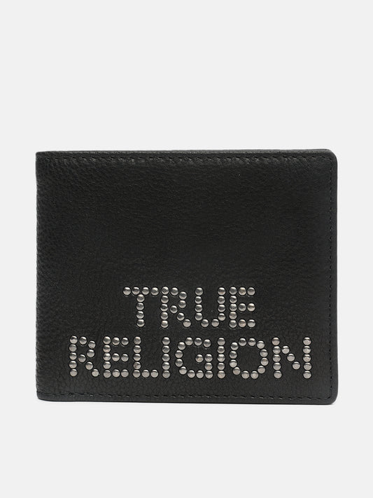 True Religion Men Black Textured Bi-Fold Wallet