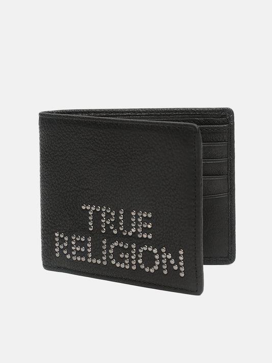 True Religion Men Black Textured Bi-Fold Wallet