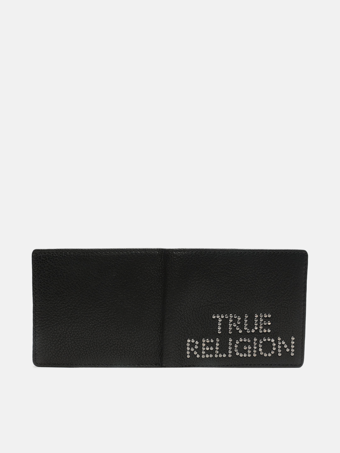 True Religion Men Black Textured Bi-Fold Wallet