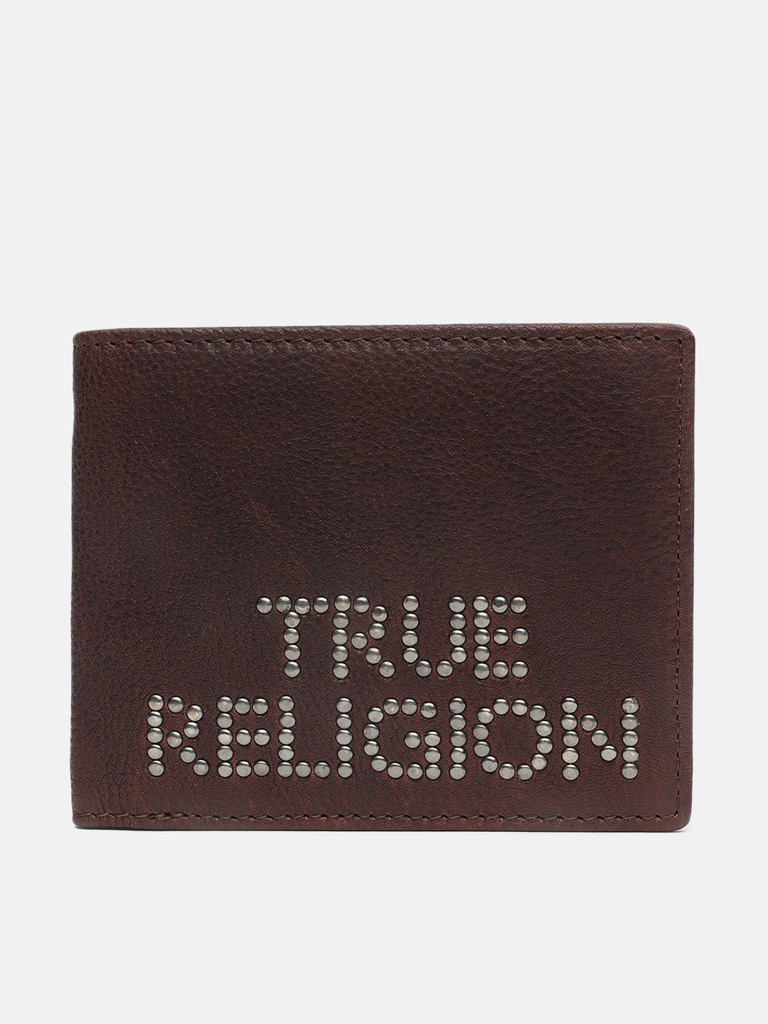 True Religion Men Brown Textured Bi-Fold Wallet